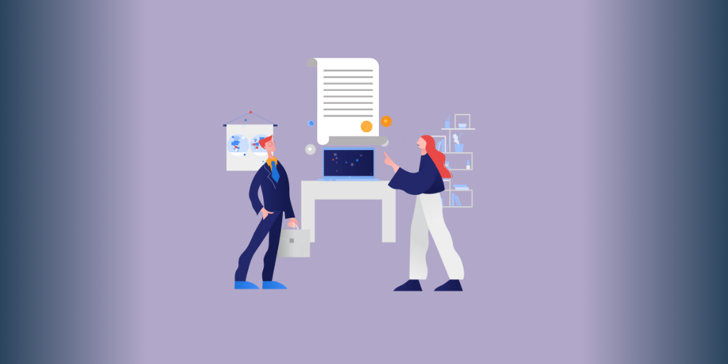 Two industry leader discussing about online notary